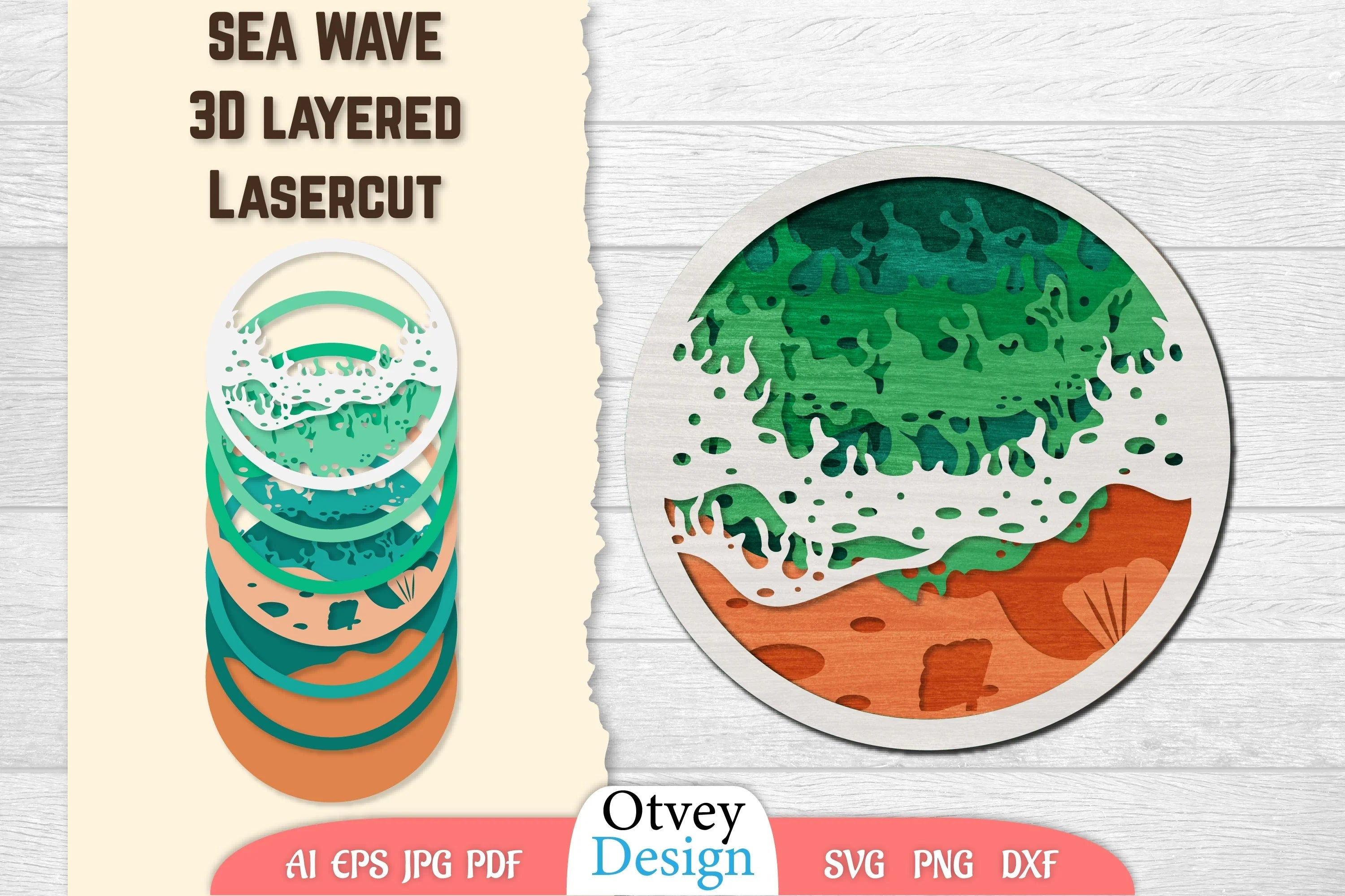 Sea Wave 3D Layered Lasercut SVG Bundle 5 - CraftNest - Digital Crafting and Art