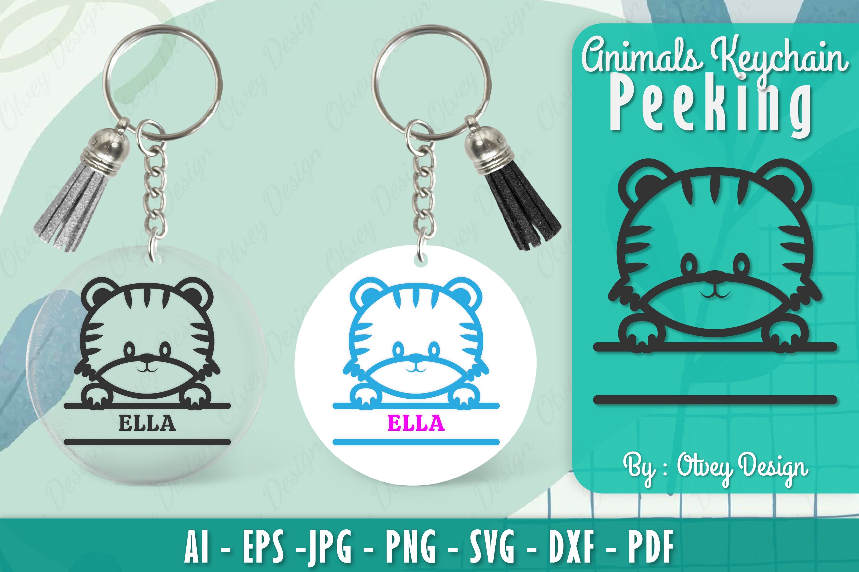Animals Peeking Keychain SVG Bundle 11 - CraftNest - Digital Crafting and Art
