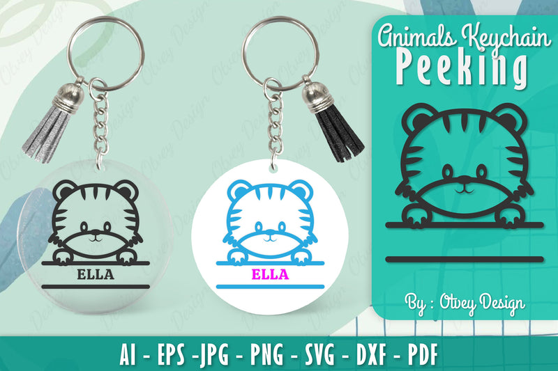 Animals Peeking Keychain SVG Bundle 11 - CraftNest - Digital Crafting and Art