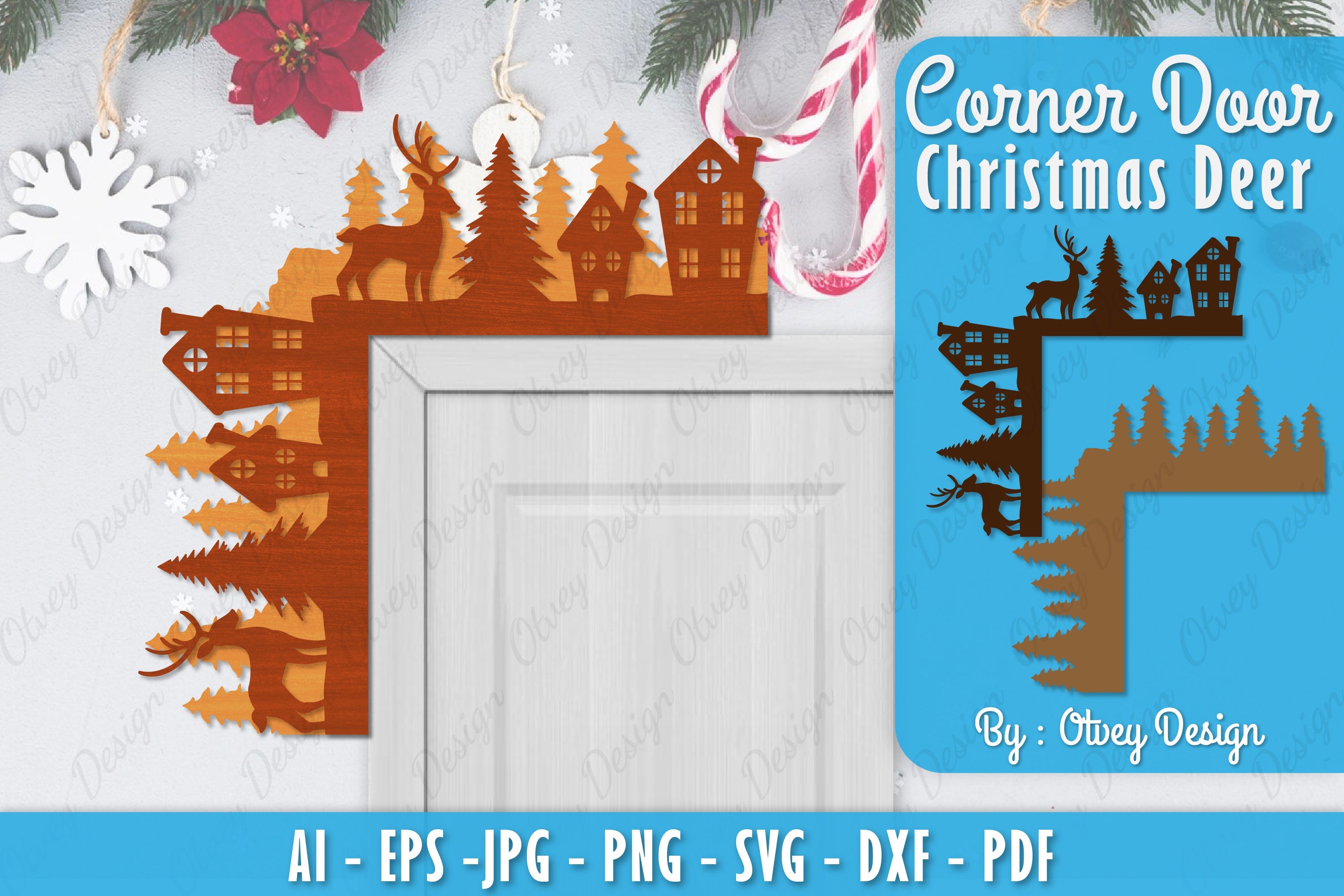 Christmas Deer Door Corner Lasercut SVG Bundle 6 - CraftNest - Digital Crafting and Art