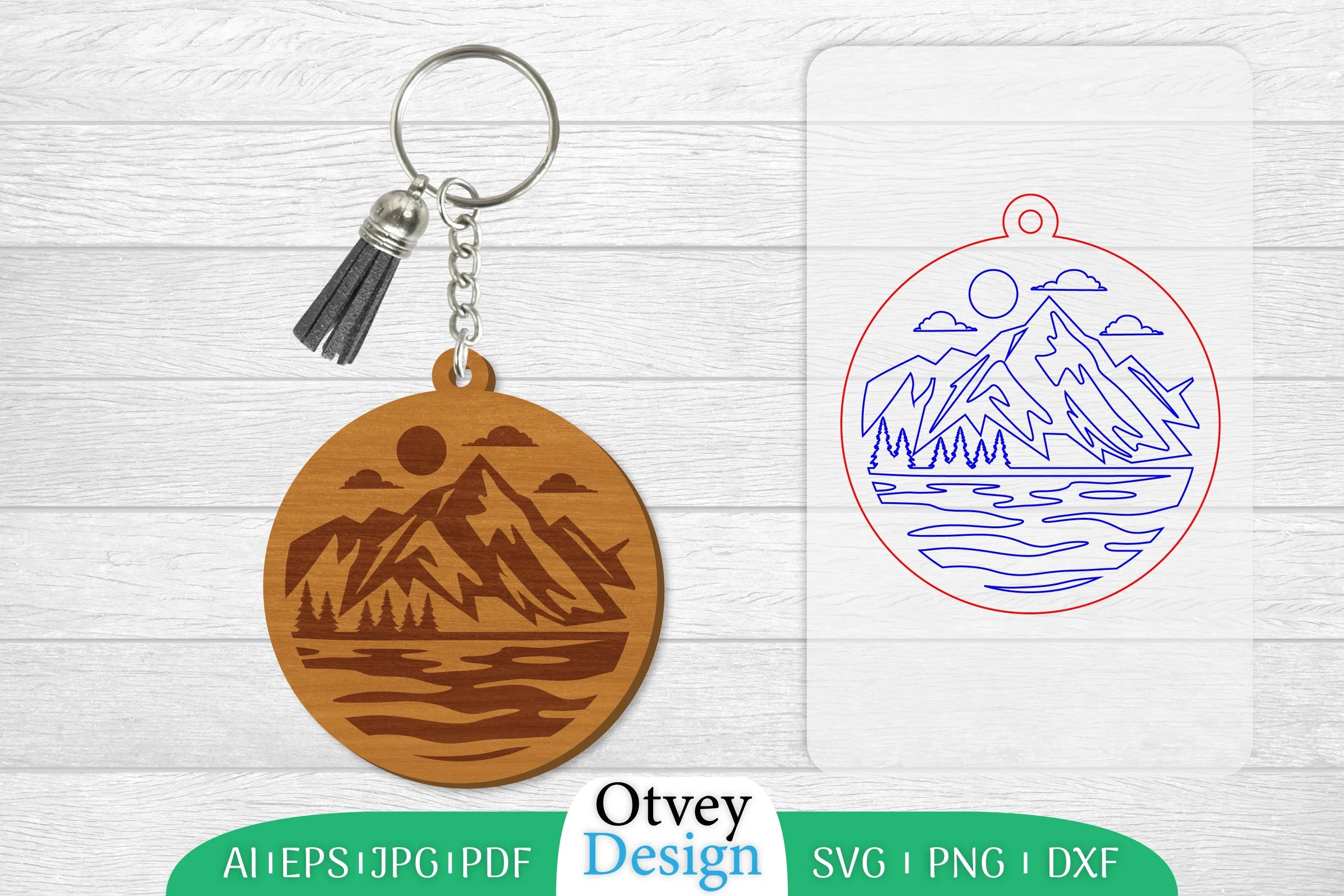 Keychain Sunset Mountain Lasercut SVG Bundle 23 - CraftNest - Digital Crafting and Art