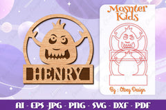 Cute Monster Name Sign Lasercut SVG Bundle 2 - CraftNest - Digital Crafting and Art