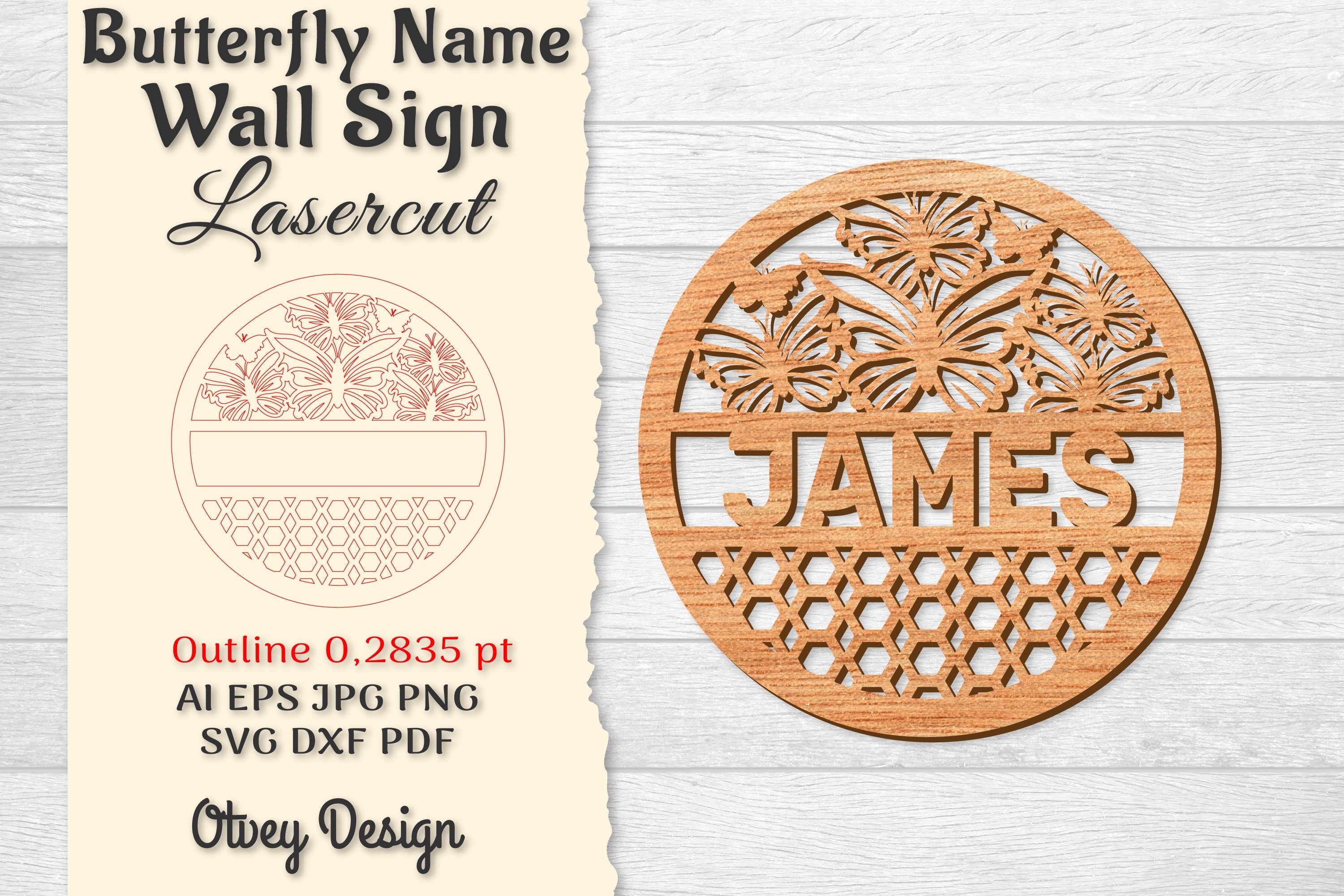 Butterfly Name Wall Art Sign SVG Bundle 5 - CraftNest - Digital Crafting and Art