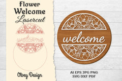 Flower Welcome Lasercut SVG Bundle 511 - CraftNest - Digital Crafting and Art
