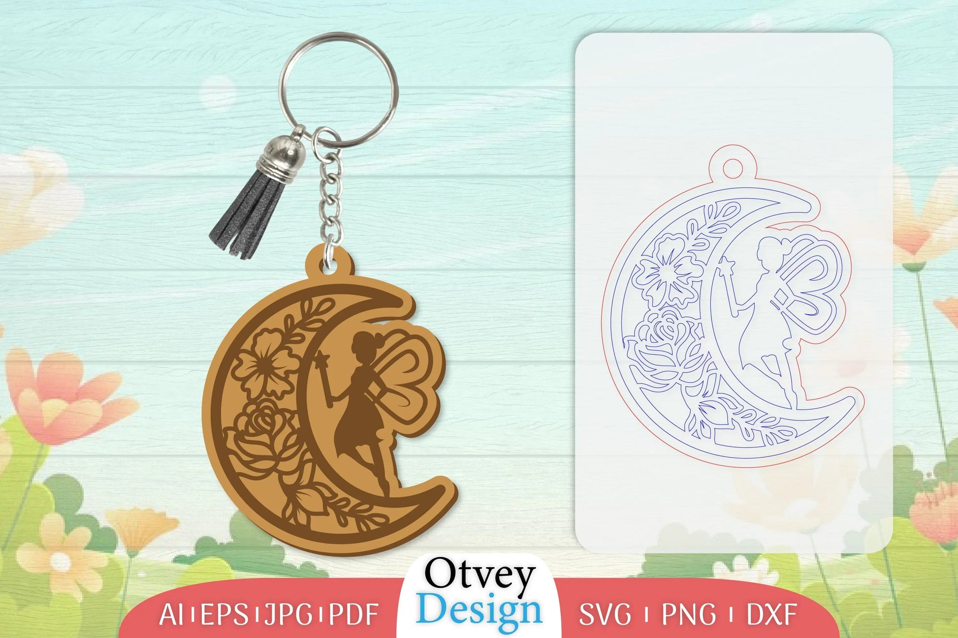 Fairy in the Moon Keychain SVG Bundle 2 - CraftNest - Digital Crafting and Art