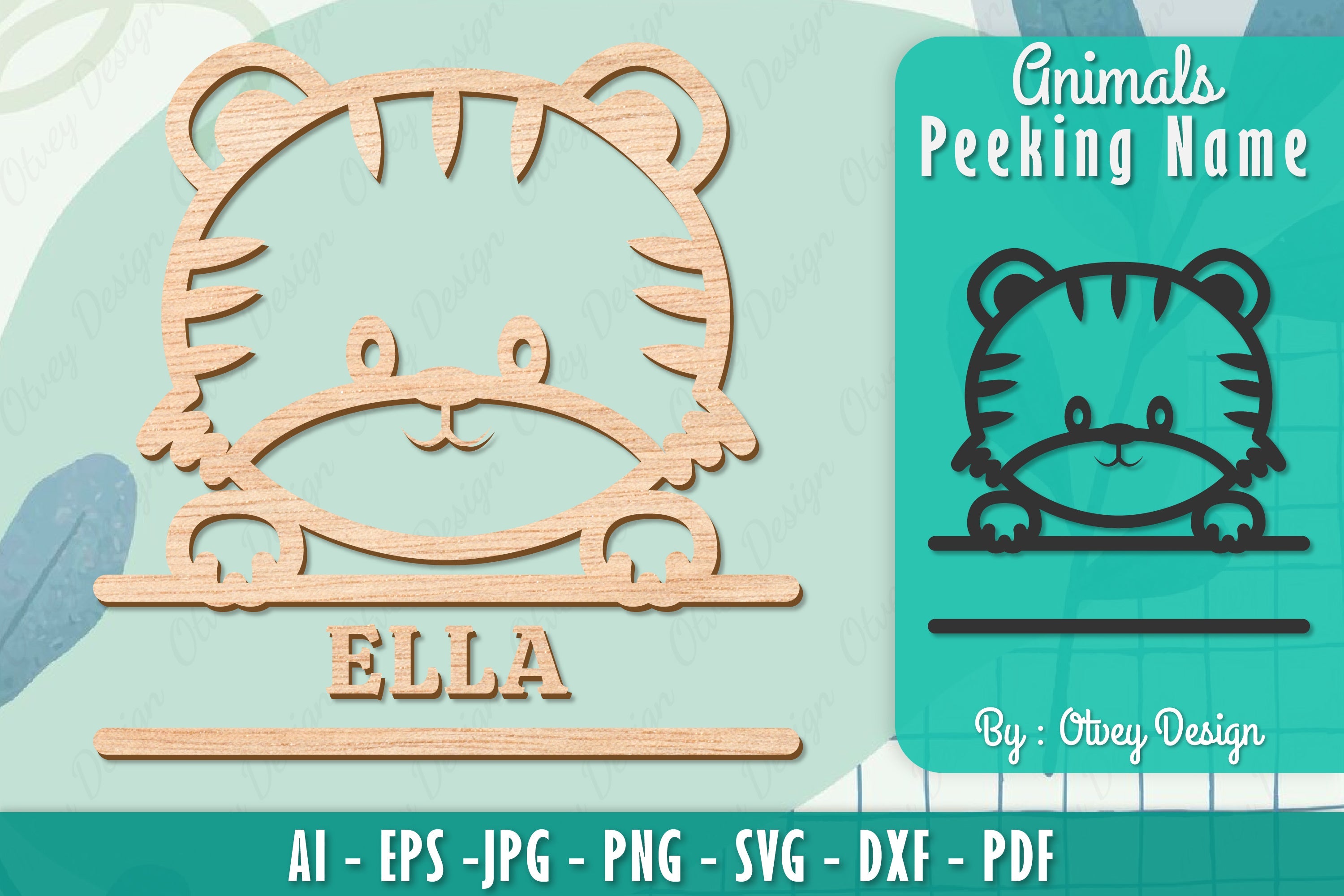 Animals Peeking Name Sign SVG Bundle 11 - CraftNest - Digital Crafting and Art