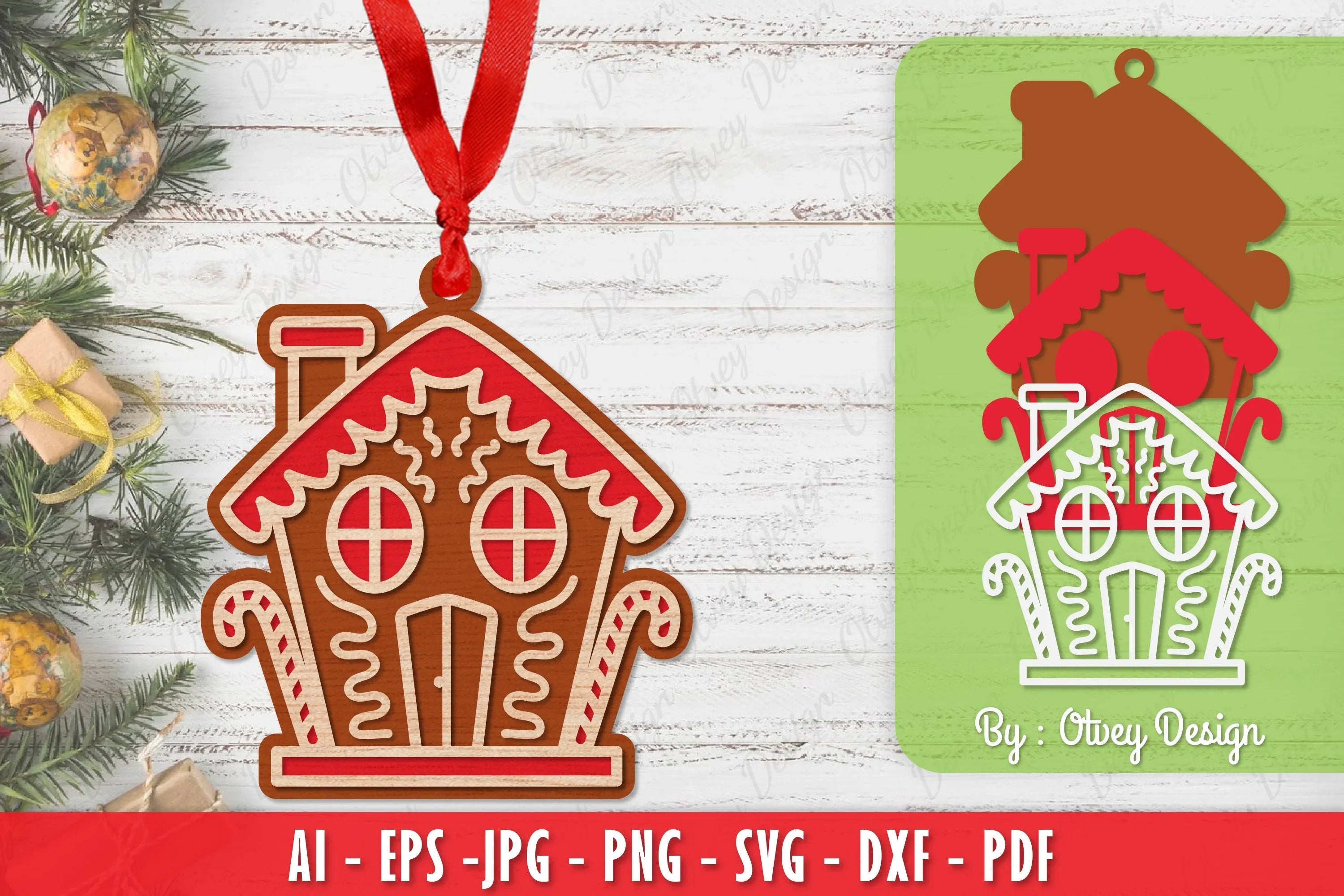 Ornament Gingerbread House Laser Cut SVG Bundle 8 - CraftNest - Digital Crafting and Art