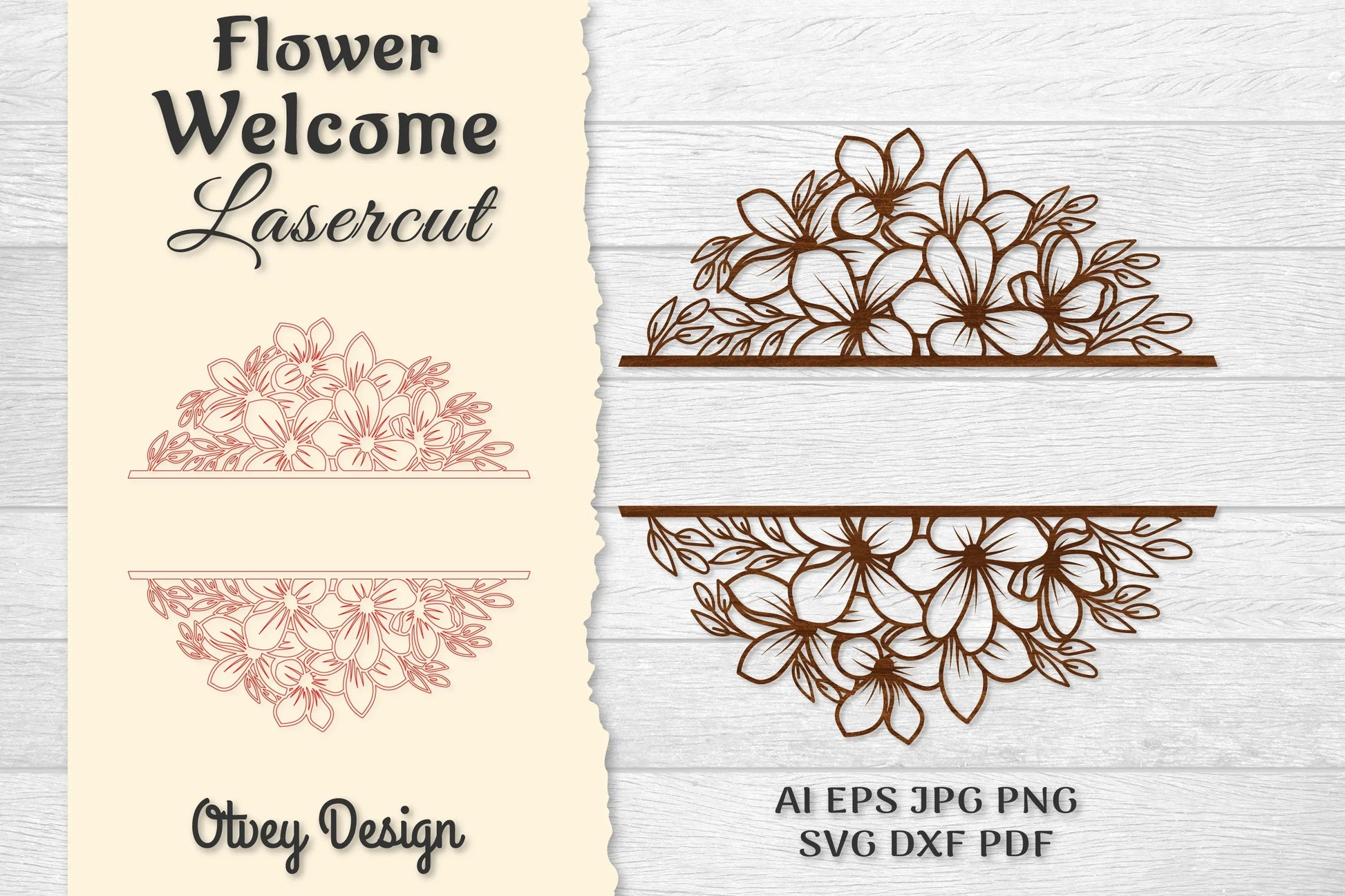 Flower Welcome Slip Lasercut SVG Bundle 5 - CraftNest - Digital Crafting and Art