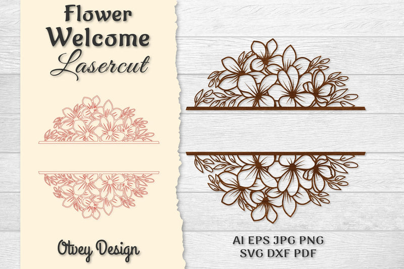 Flower Welcome Slip Lasercut SVG Bundle 5 - CraftNest - Digital Crafting and Art