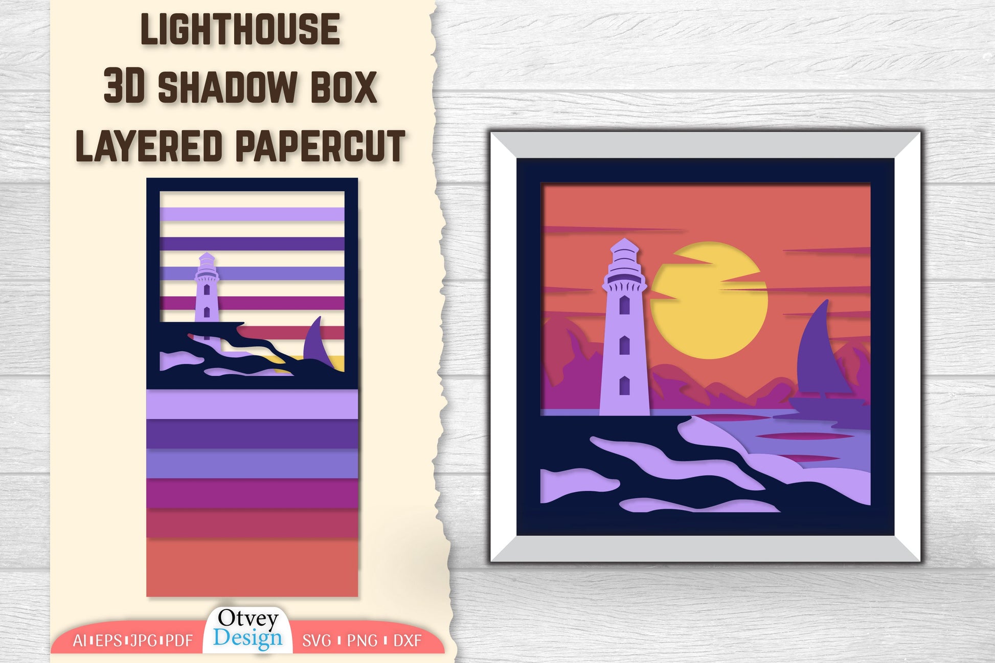 Lighthouse 3D Shadowbox Layered SVG Bundle 4 - CraftNest - Digital Crafting and Art