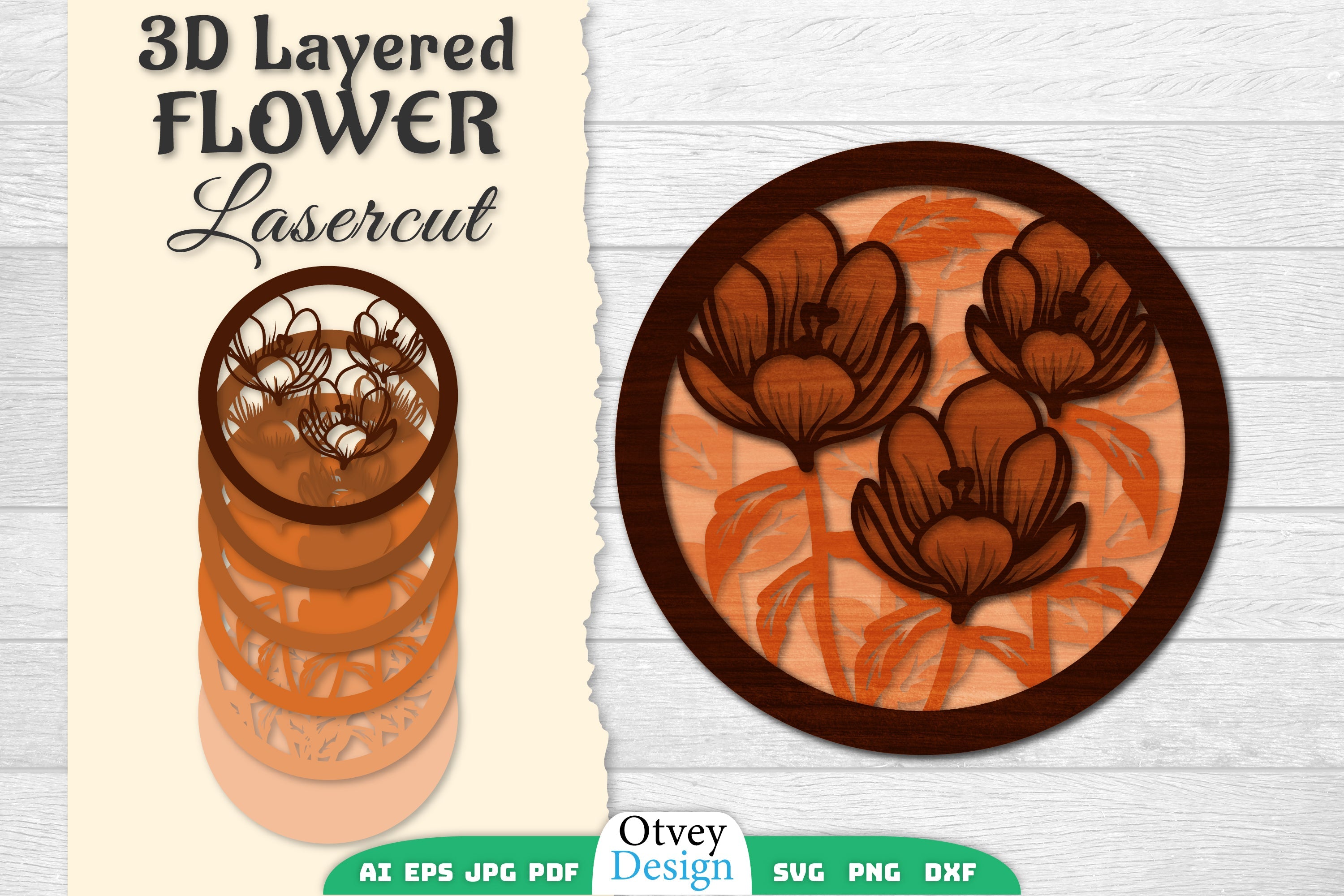 3D Layered Flower Lasercut SVG Bundle 8 - CraftNest - Digital Crafting and Art