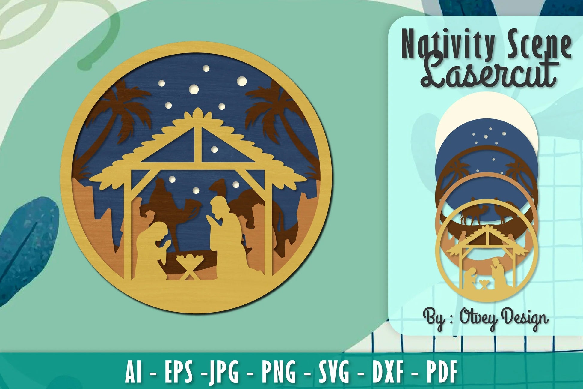 Nativity Scene Religious Christmas Layered Papercut Lasercut SVG Bundle - CraftNest - Digital Crafting and Art
