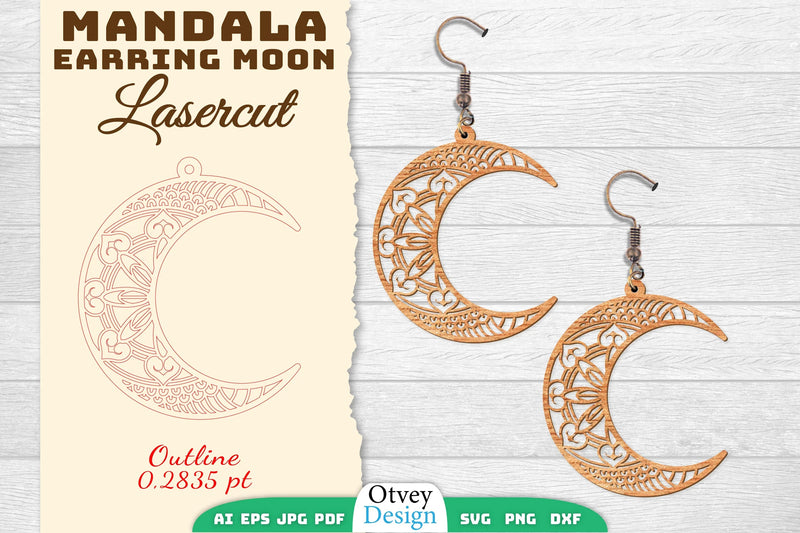 Earring Moon Mandala Lasercut SVG Bundle 12 - CraftNest - Digital Crafting and Art