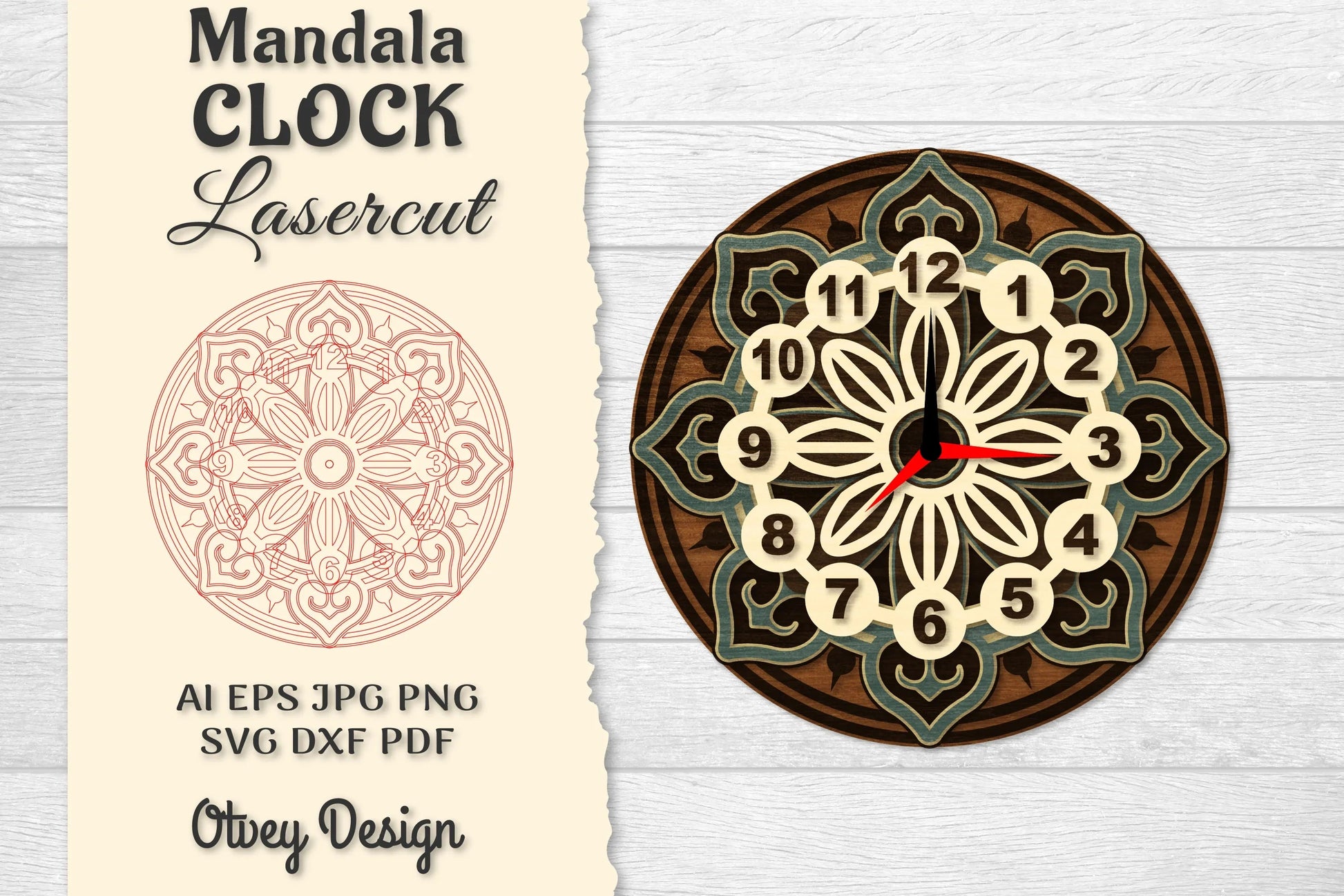 5 Clock Mandala Lasercut SVG Bundle - CraftNest - Digital Crafting and Art