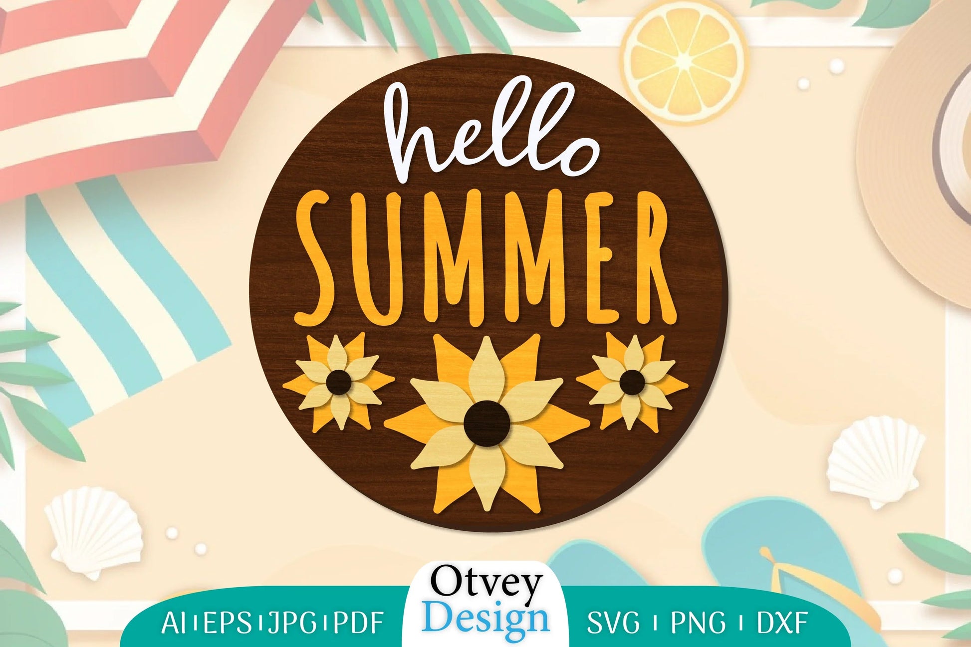Summer Round Door Hanger SVG Bundle 8 - CraftNest - Digital Crafting and Art