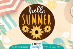 Summer Round Door Hanger SVG Bundle 8 - CraftNest - Digital Crafting and Art