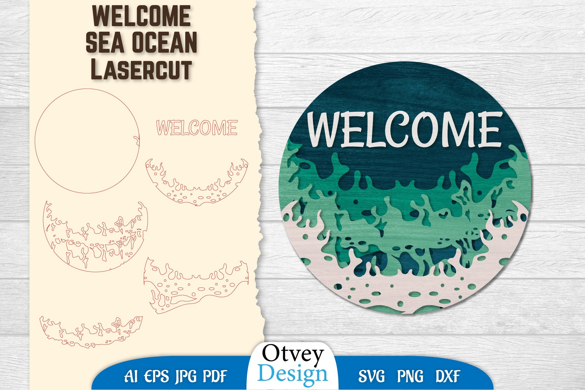 Welcome Sea Wave 3D Layered Lasercut SVG Bundle 5 - CraftNest - Digital Crafting and Art