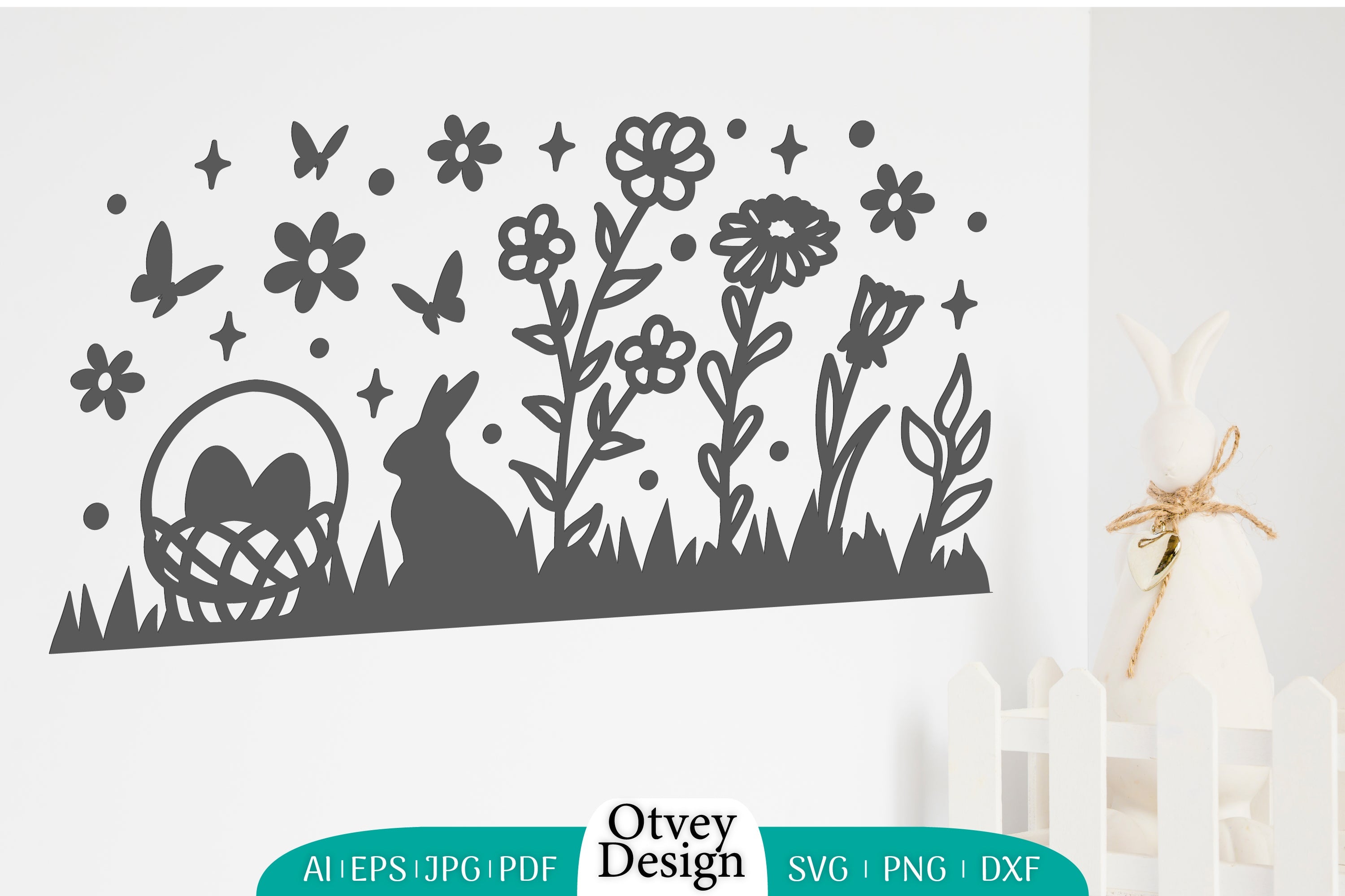 Easter Bunny Garden Scene SVG Bundle 6 - CraftNest - Digital Crafting and Art