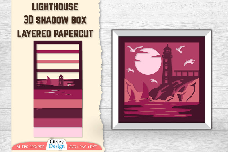 Lighthouse 3D Shadowbox Layered SVG Bundle 5 - CraftNest - Digital Crafting and Art