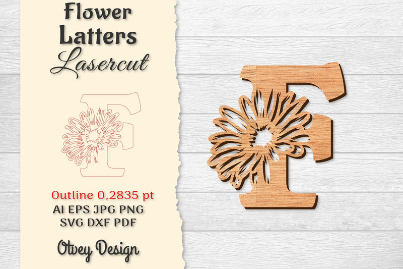 Flower Letters Laser Cut SVG Bundle 5 - CraftNest - Digital Crafting and Art