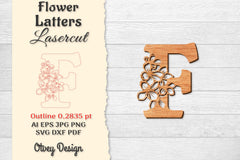 Flower Letters Laser Cut SVG Bundle  211 - CraftNest - Digital Crafting and Art