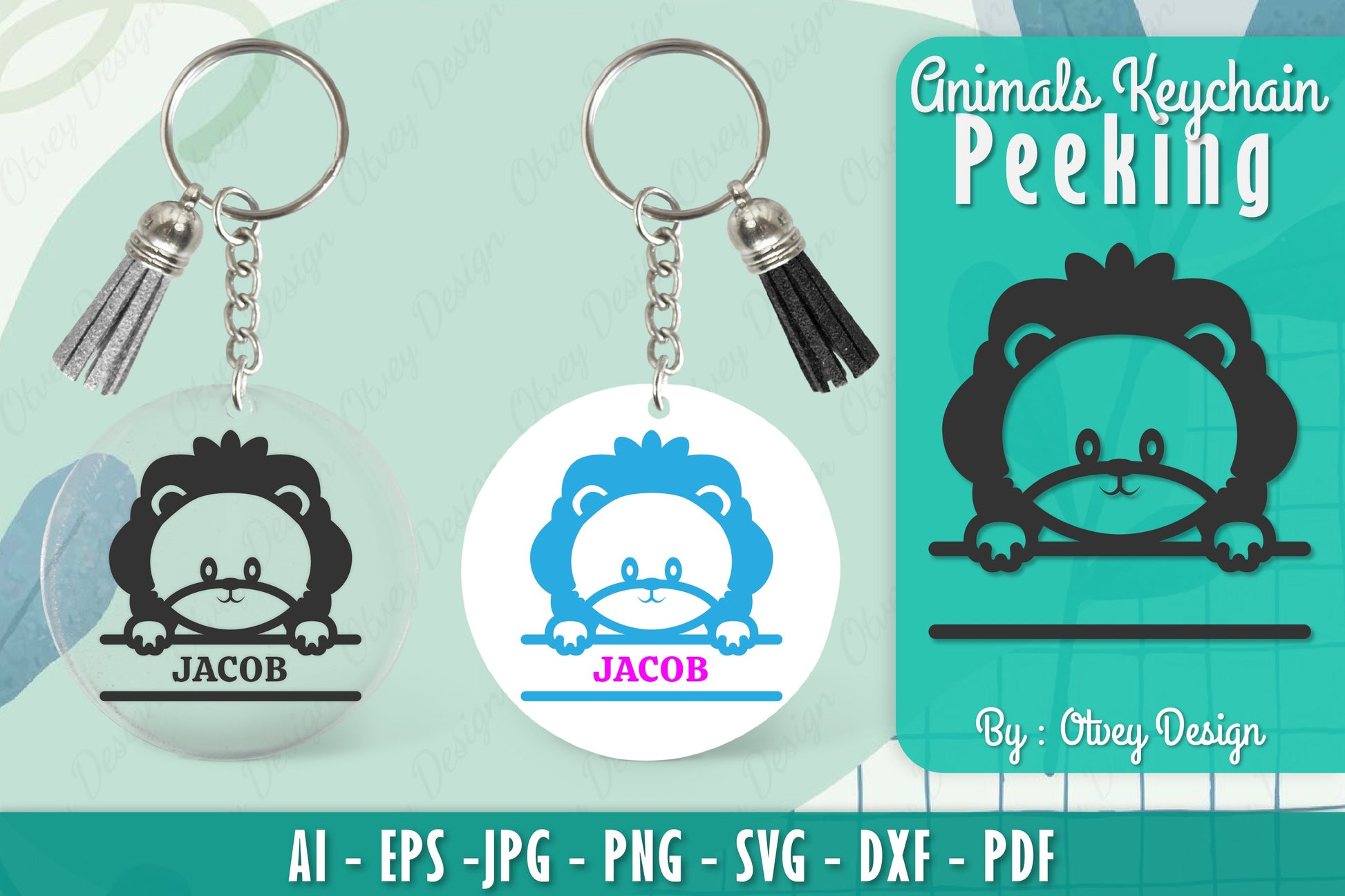 Animals Peeking Keychain SVG Bundle 12 - CraftNest - Digital Crafting and Art