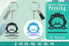Animals Peeking Keychain SVG Bundle 12 - CraftNest - Digital Crafting and Art