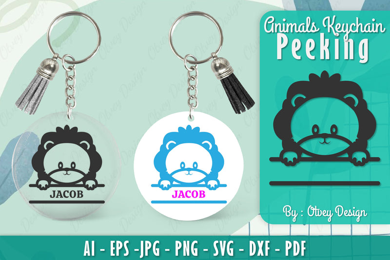 Animals Peeking Keychain SVG Bundle 12 - CraftNest - Digital Crafting and Art