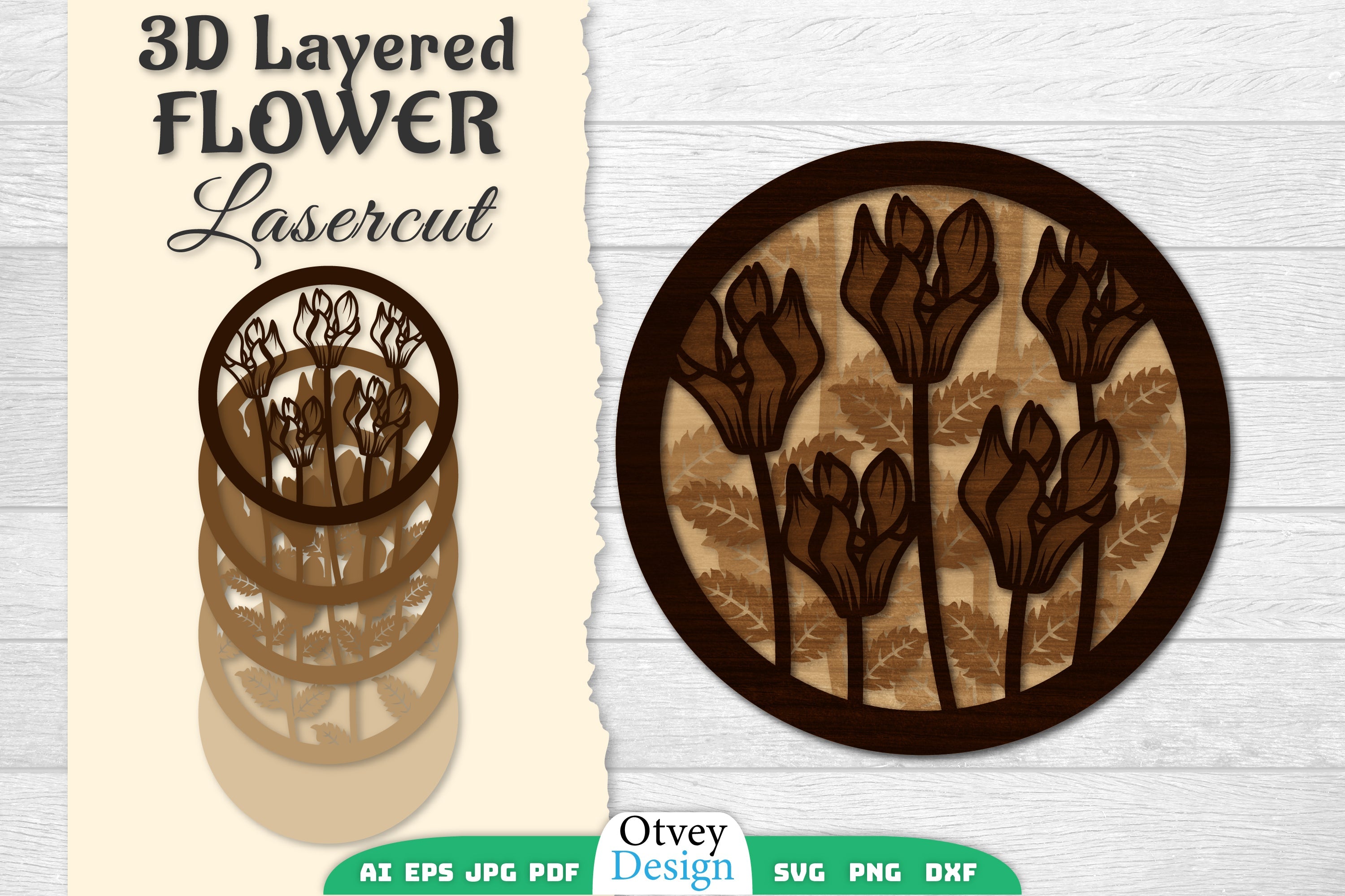 3D Layered Flower Lasercut SVG Bundle 9 - CraftNest - Digital Crafting and Art