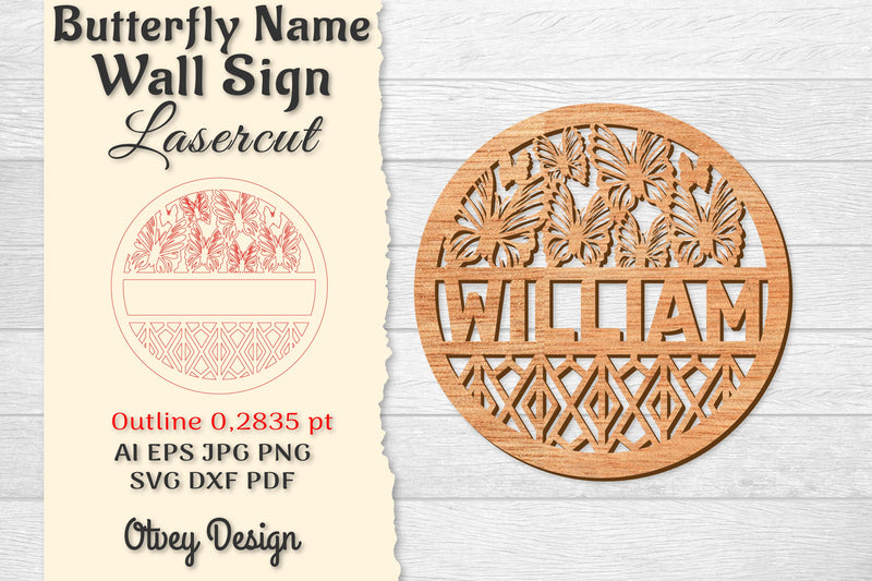 Butterfly Name Wall Art Sign SVG Bundle 6 - CraftNest - Digital Crafting and Art