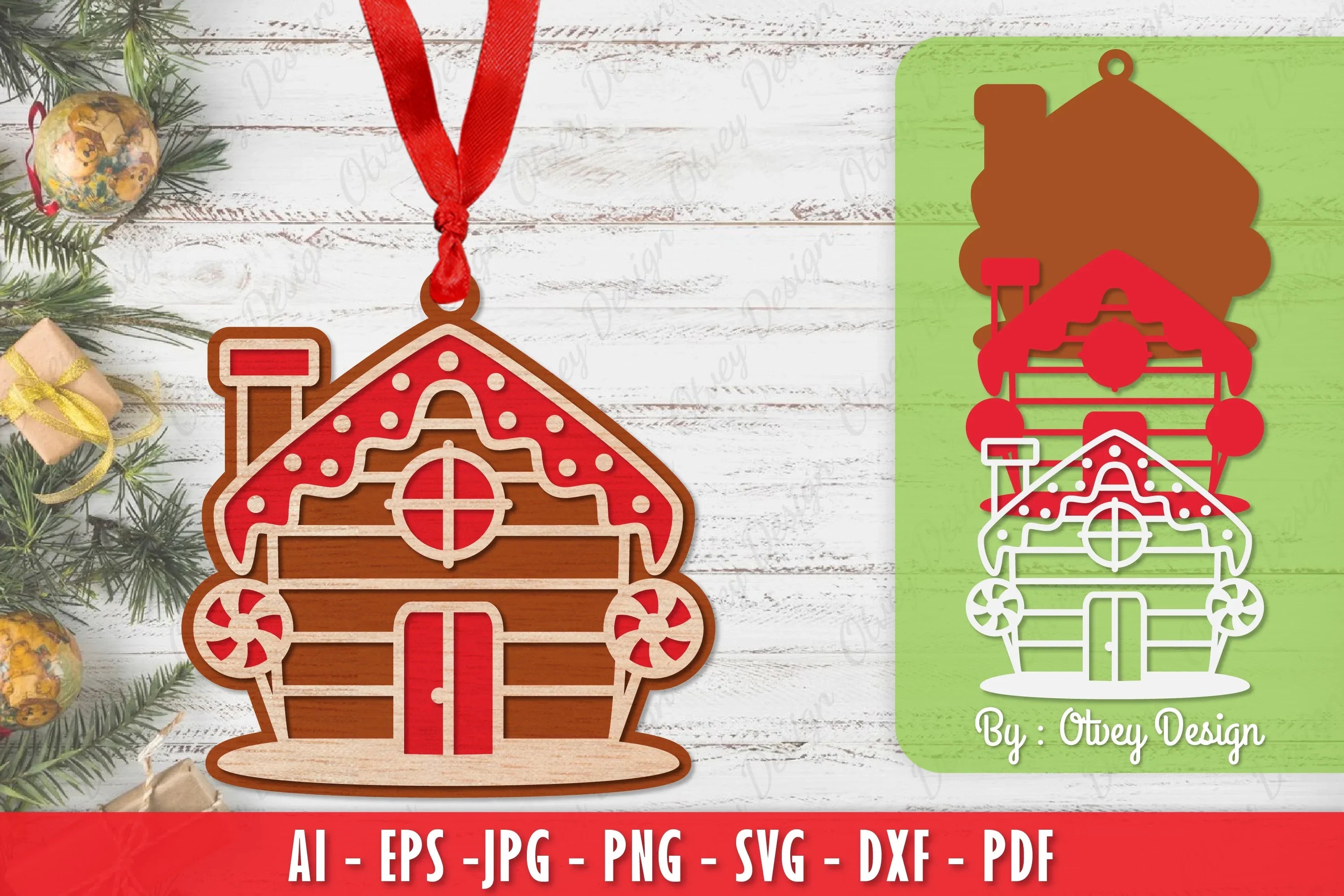 Ornament Gingerbread House Laser Cut SVG Bundle 9 - CraftNest - Digital Crafting and Art