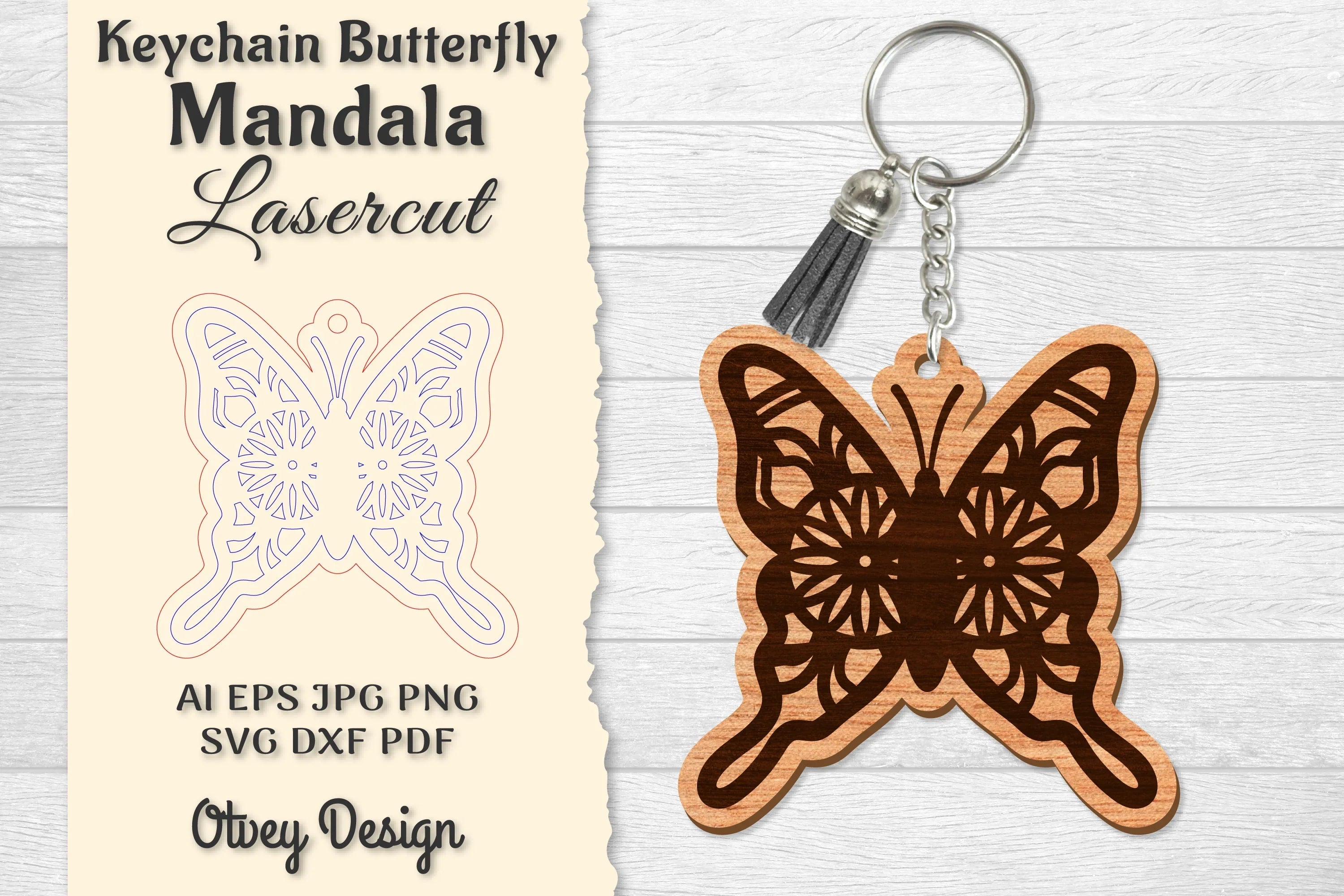 Butterfly Mandala Keychain SVG Bundle 6 - CraftNest - Digital Crafting and Art