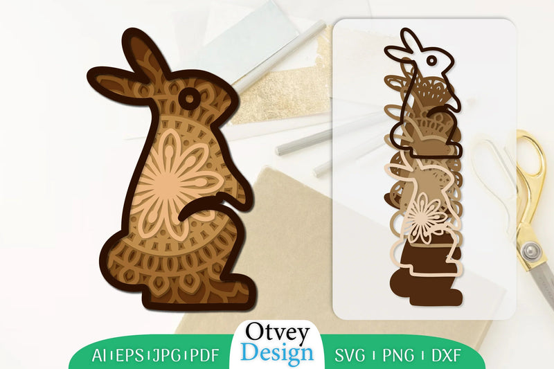 Mandala Rabbit Layered Lasercut SVG Bundle 6 - CraftNest - Digital Crafting and Art
