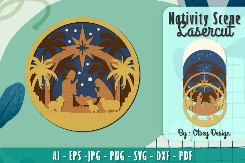 Nativity Scene Religious Christmas Layered Papercut Lasercut SVG Bundle - CraftNest - Digital Crafting and Art