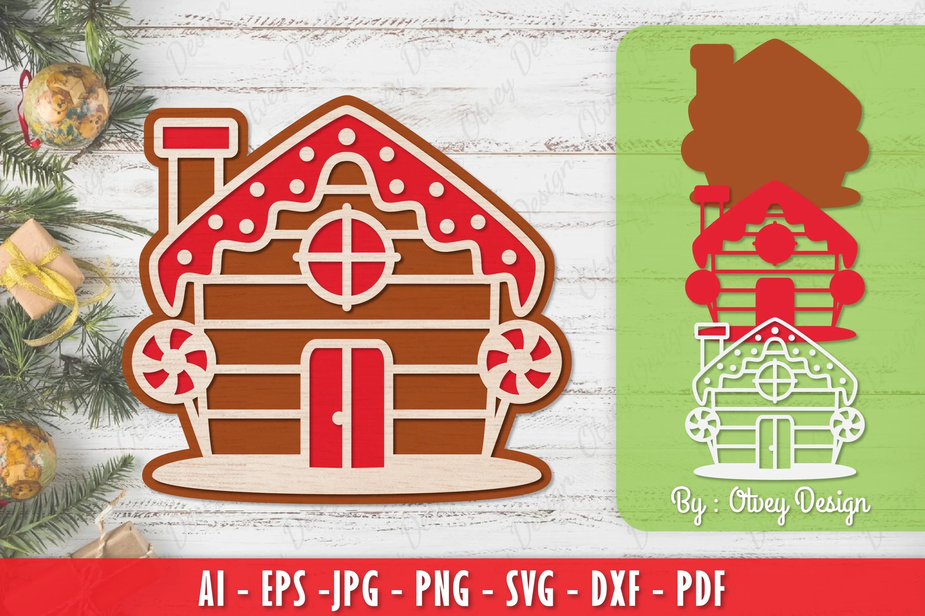 Gingerbread House Laser Cut Merry Christmas SVG Bundle 9 - CraftNest - Digital Crafting and Art