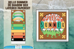 Hello Summer 3D Shadow Box Papercut SVG Bundle 8 - CraftNest - Digital Crafting and Art
