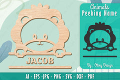 Animals Peeking Name Sign SVG Bundle 12 - CraftNest - Digital Crafting and Art