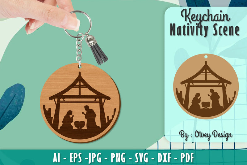 Nativity Scene Keychain Laser Cut SVG Bundle 7 - CraftNest - Digital Crafting and Art