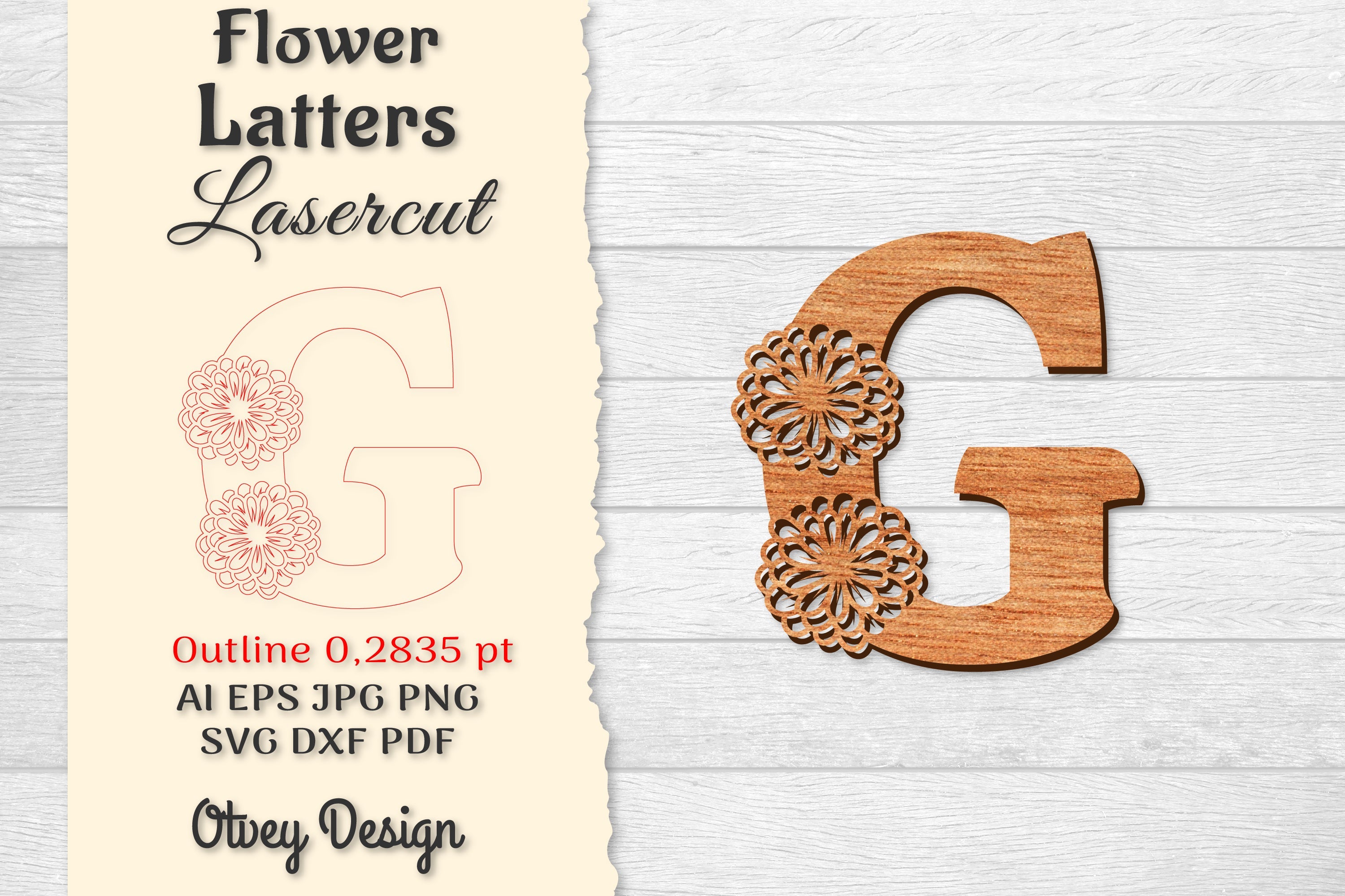 Flower Letters Laser Cut SVG Bundle 41 - CraftNest - Digital Crafting and Art