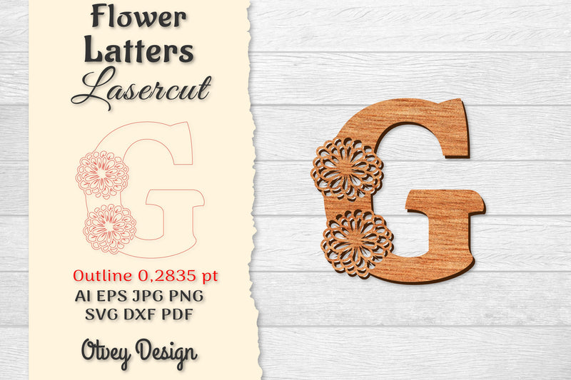 Flower Letters Laser Cut SVG Bundle 41 - CraftNest - Digital Crafting and Art
