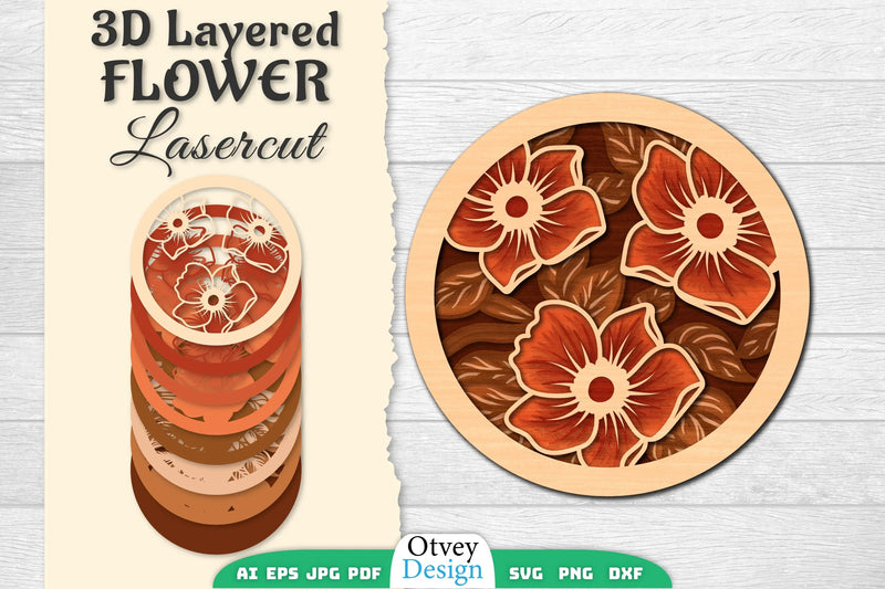 3D Layered Flower Lasercut SVG Bundle 10 - CraftNest - Digital Crafting and Art