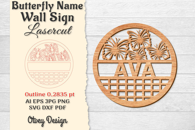 Butterfly Name Wall Art Sign SVG Bundle 7 - CraftNest - Digital Crafting and Art