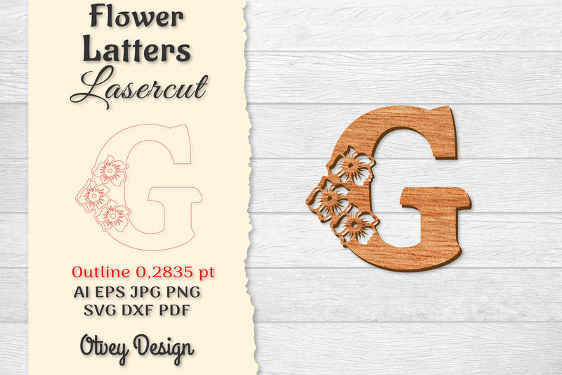 Flower Letters Laser Cut SVG Bundle 129 - CraftNest - Digital Crafting and Art