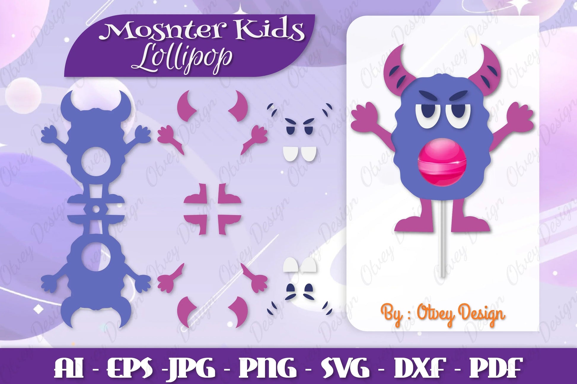 Monster Kids Lollipop Holders SVG Bundle 7 - CraftNest - Digital Crafting and Art