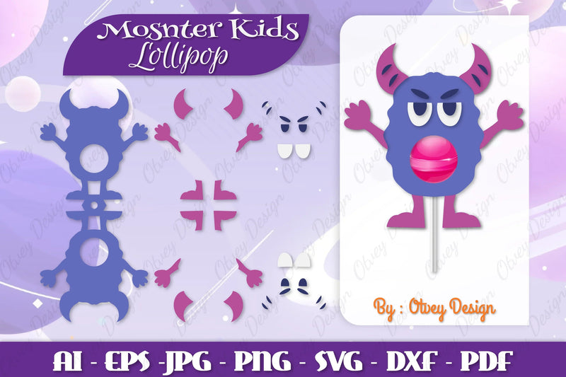 Monster Kids Lollipop Holders SVG Bundle 7 - CraftNest - Digital Crafting and Art