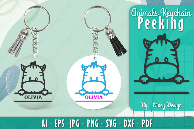 Animals Peeking Keychain SVG Bundle 13 - CraftNest - Digital Crafting and Art