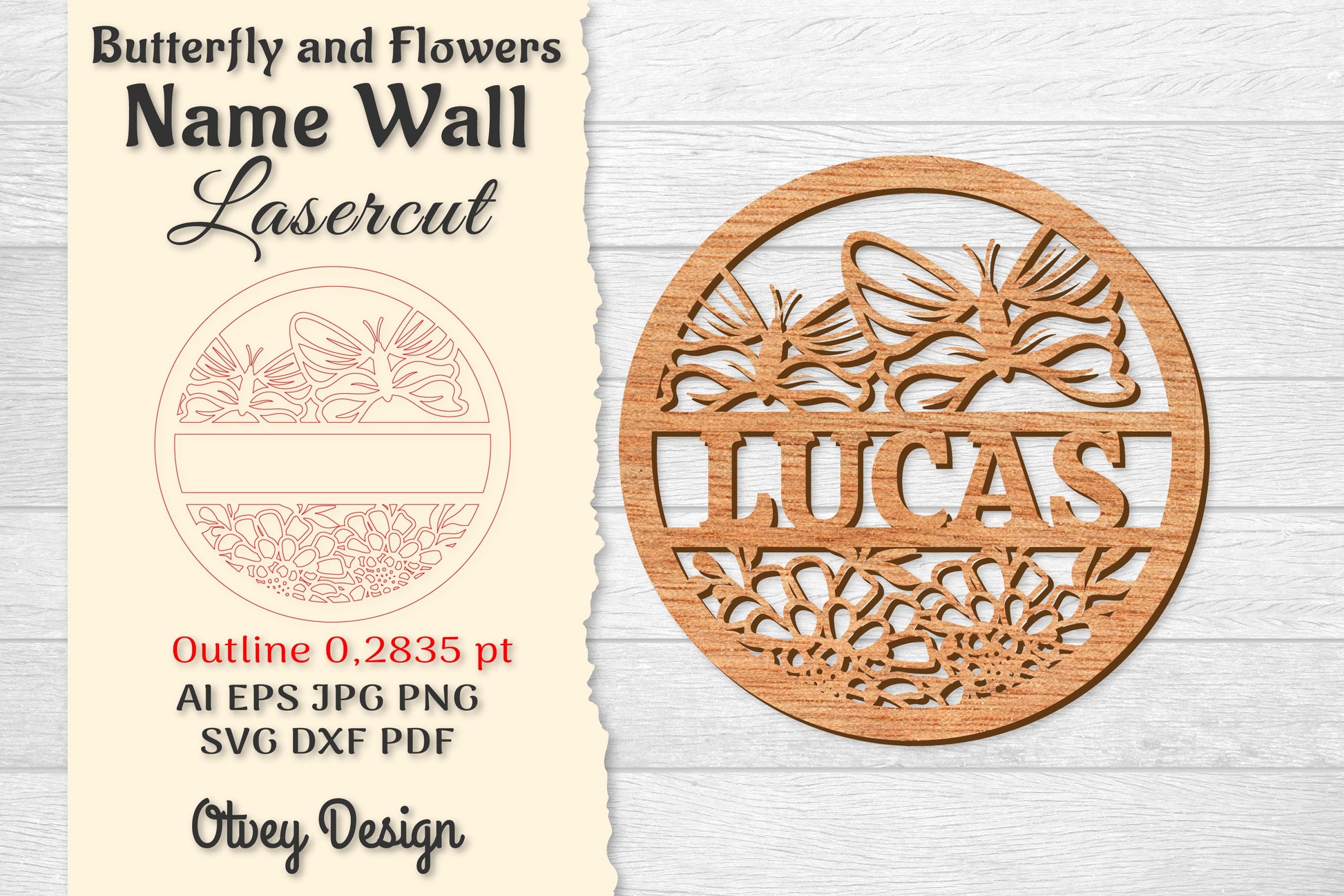 Butterfly and Flowers Name Wall Art Sign SVG Bundle 6 - CraftNest - Digital Crafting and Art