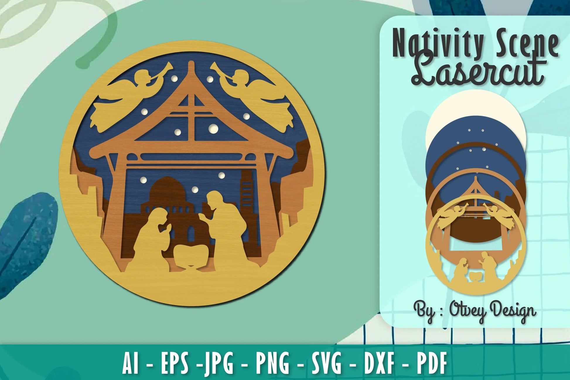 Nativity Scene Religious Christmas Layered Papercut Lasercut SVG Bundle - CraftNest - Digital Crafting and Art