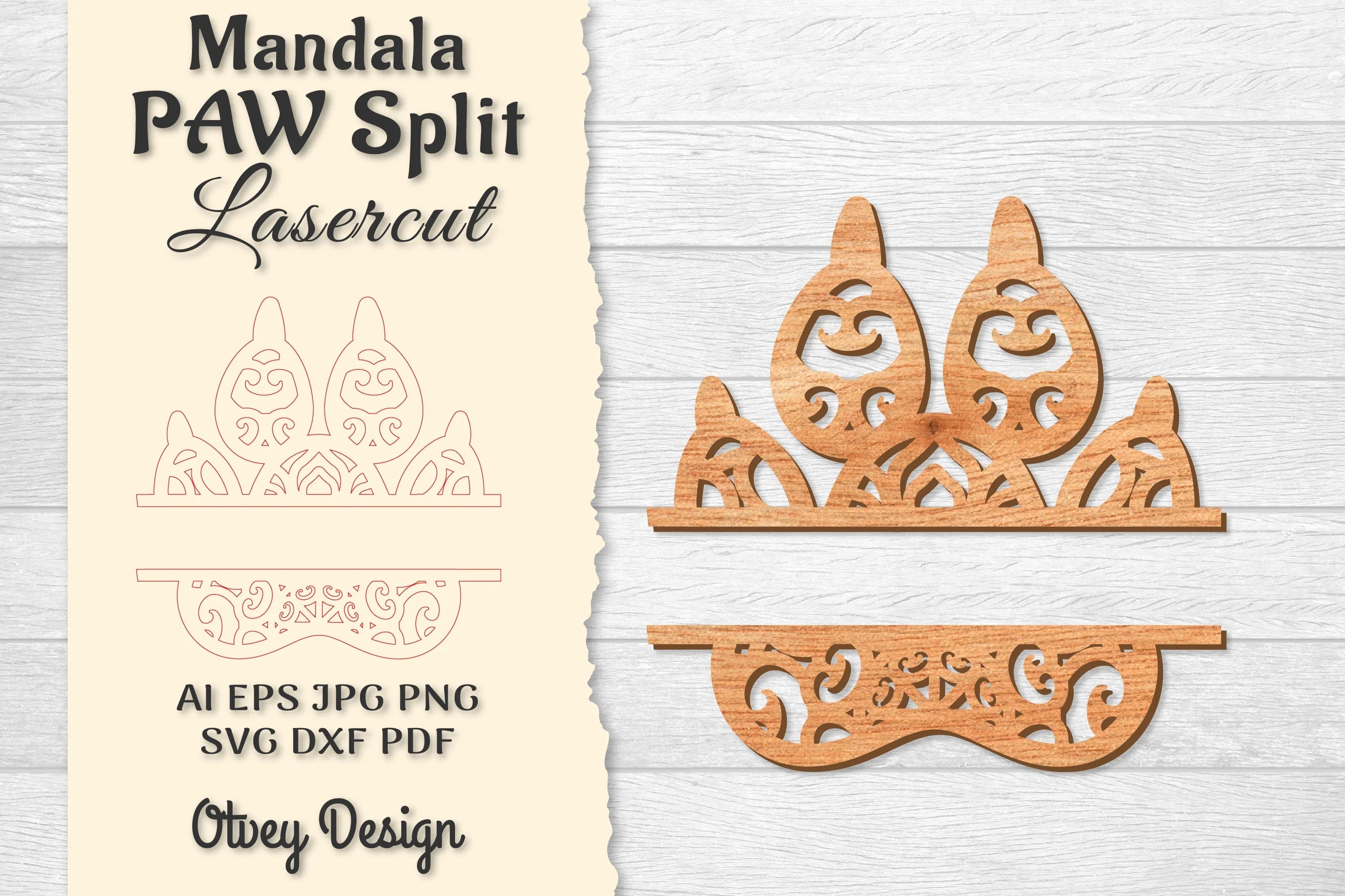 Paw Mandala Split Lasercut SVG Bundle 15 - CraftNest - Digital Crafting and Art
