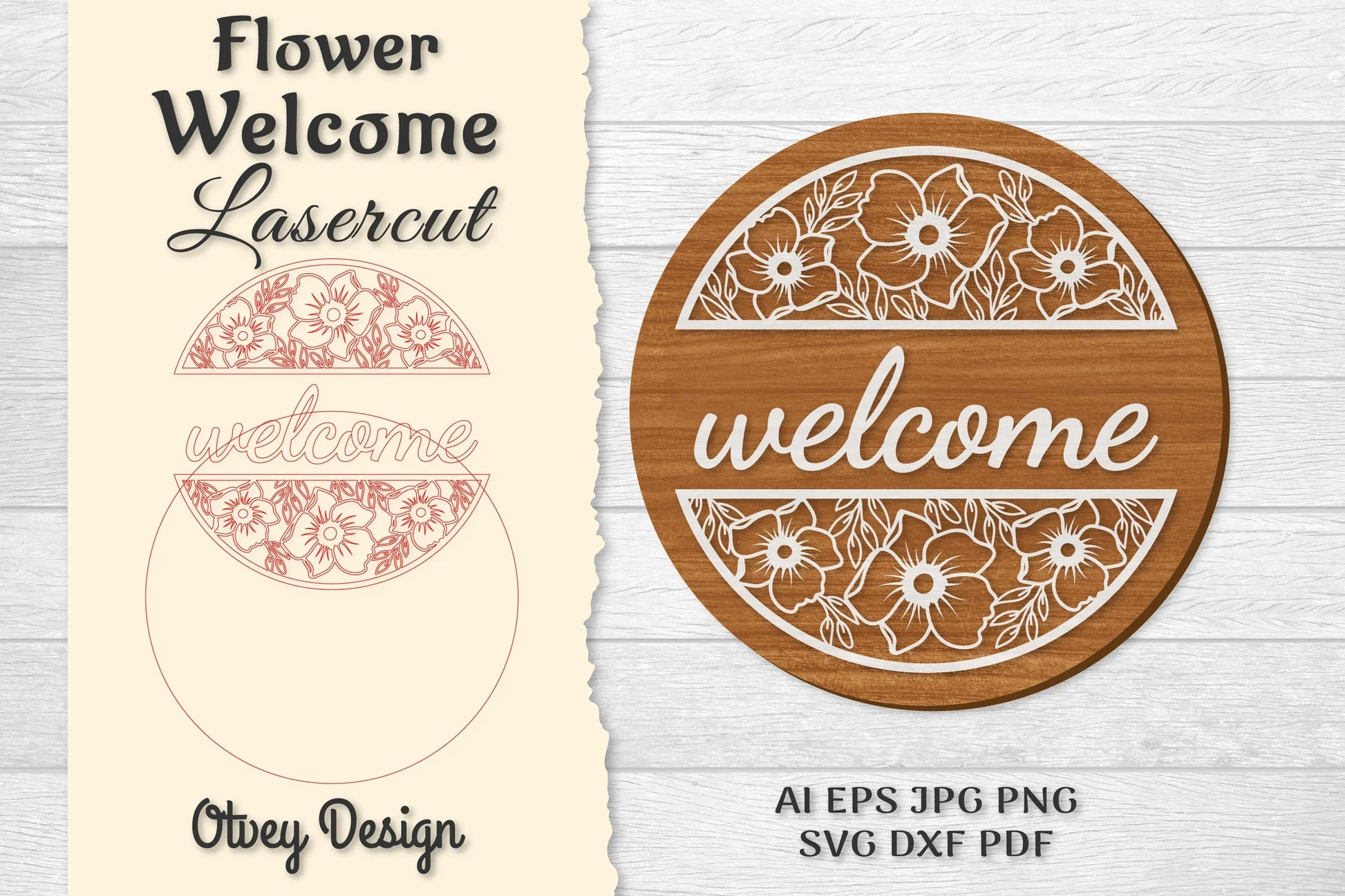 Flower Welcome Lasercut SVG Bundle 711 - CraftNest - Digital Crafting and Art